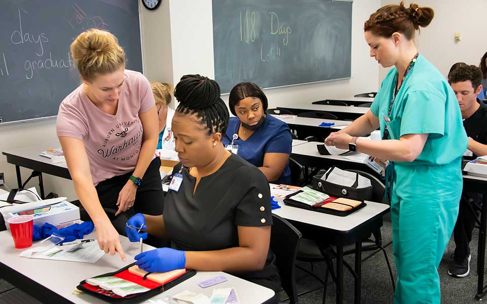 Nursing students in training